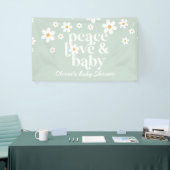 Retro Madelief boho Vrede Liefde Baby Shower Vlag Spandoek (Beurs)