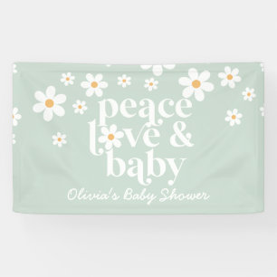 Retro Madelief boho Vrede Liefde Baby Shower Vlag Spandoek