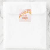 Retro Madelief Boho Wild One Regenboog Vierkante Sticker (Tas)