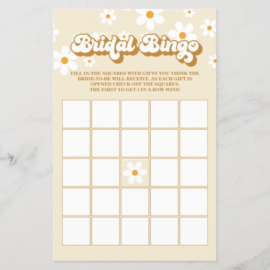 Retro Madelief bruiloft Bingo Flyer (Voorkant)