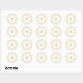 Retro madelief bruin boho klassieke ronde sticker (Vel)