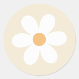 Retro madelief bruin boho klassieke ronde sticker
