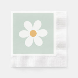Retro madelief groen boho servet