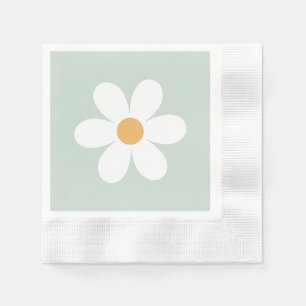 Retro madelief groen boho servet
