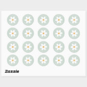 Retro madelief groene boho retouradres sticker (Vel)