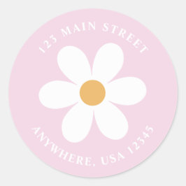 Retro madelief lila boho retouradres sticker