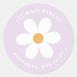 Retro madelief lila boho retouradres sticker