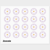Retro madelief lila boho ronde sticker (Vel)