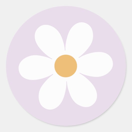 Retro madelief lila boho ronde sticker (Voorkant)