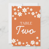 Retro Madelief Oranje Bruiloft Tafel Nummers Kaart (Voorkant)