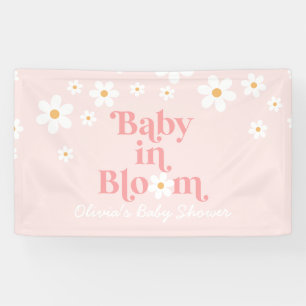 Retro Madelief Roze Baby in Bloom Baby Shower Vlag Spandoek