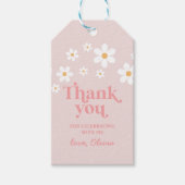 Retro Madelief Roze boho dank je favoriet Cadeaulabel (Voorkant)