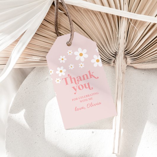 Retro Madelief Roze boho dank je favoriet Cadeaulabel