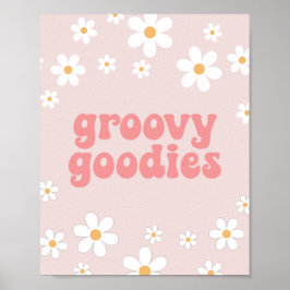 Retro Madelief Roze boho Groovy Goodies Feestbord Poster