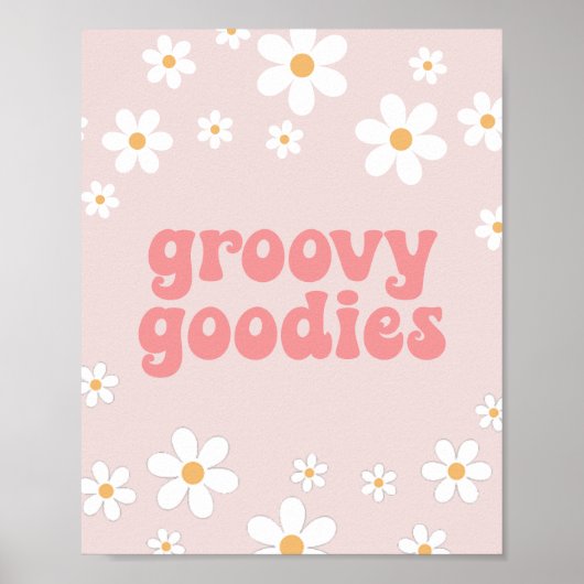 Retro Madelief Roze boho Groovy Goodies Feestbord Poster (Voorkant)