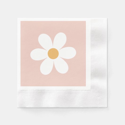 Retro madelief roze boho servet (Voorkant)