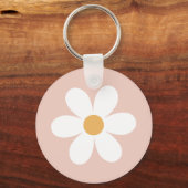 Retro madelief roze boho sleutelhanger (Voorkant)
