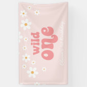 Retro Madelief Roze Wild One 1e Verjaardag Spandoek (Verticaal)