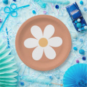 Retro madelief terracotta papieren bordje (Feest)