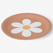Retro madelief terracotta papieren bordje (Gekanteld)
