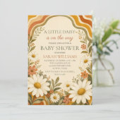 Retro Madeliefje Baby Shower Kaart (Staand voorkant)