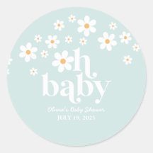Retro Madeliefje Baby Shower Klassieke Ronde Stick