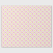 Retro Madeliefje Bloem en Perzik Cadeaupapier (Vlak)