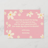 Retro madeliefje bloemenkinderverjaardag bedankkaart (Voorkant / Achterkant)