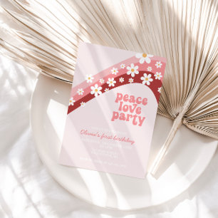 Retro madeliefje boho bloemig vrede liefde feest v kaart