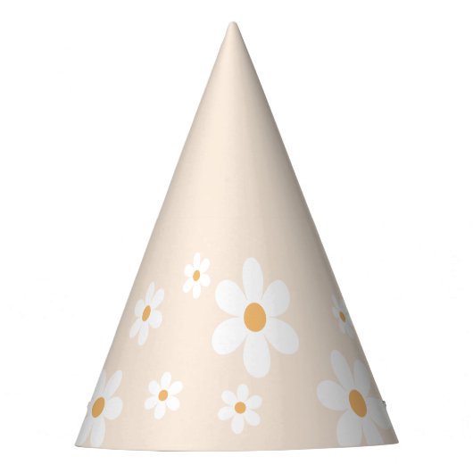 retro madeliefje boho crème feesthoed feesthoedjes (Voorkant)
