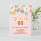 Retro Madeliefje Boho Groovy Bloemige Verjaardag Kaart (Staand voorkant)