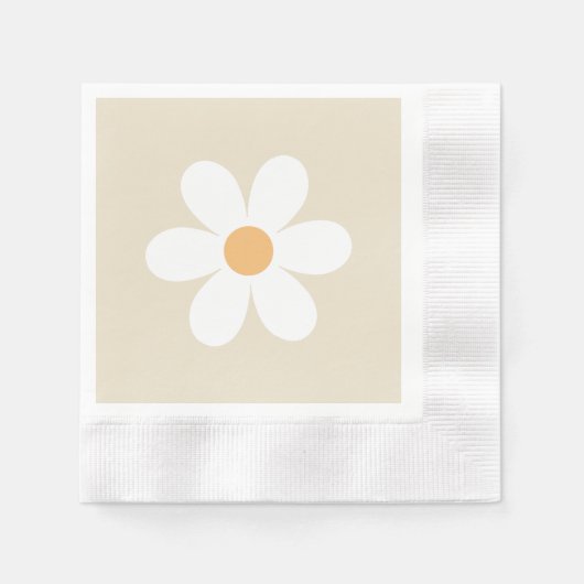Retro madeliefje bruin boho servet (Voorkant)