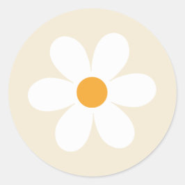 Retro madeliefje bruine boho klassieke ronde stick sticker