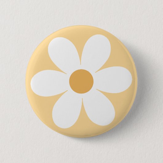 Retro madeliefje geel boho ronde button 5,7 cm (Voorkant)