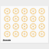 Retro madeliefje geel boho ronde sticker (Vel)