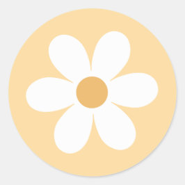 Retro madeliefje geel boho ronde sticker