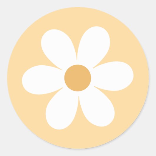 Retro madeliefje geel boho ronde sticker (Voorkant)