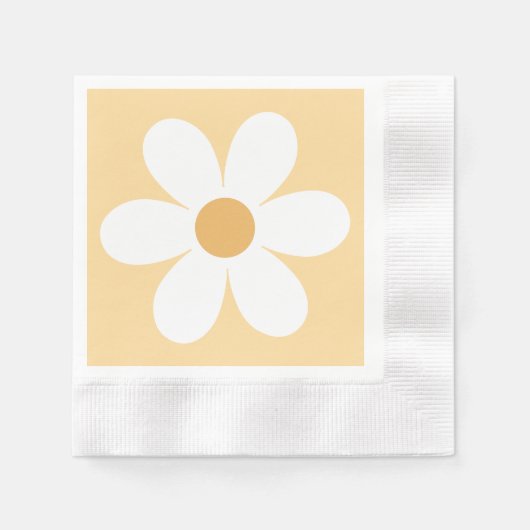 Retro madeliefje geel boho servet (Voorkant)