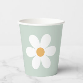 Retro madeliefje groen boho papieren bekers