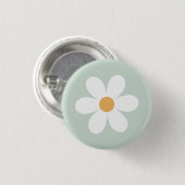 Retro madeliefje groen boho ronde button 3,2 cm (Voorkant /achterkant)