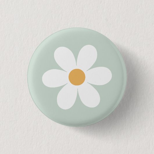 Retro madeliefje groen boho ronde button 3,2 cm (Voorkant)