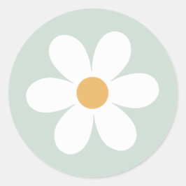 Retro madeliefje groene boho papieren borden ronde sticker