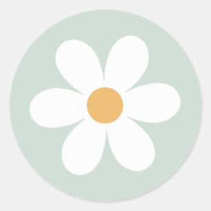 Retro madeliefje groene boho papieren borden ronde sticker