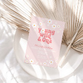 Retro Madeliefje Jong en Wild 1e Verjaardag Kaart