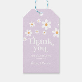 Retro madeliefje lavendel boho bedank cadeautje cadeaulabel