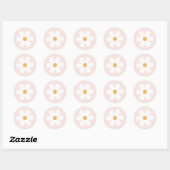 Retro madeliefje lichtroze boho ronde sticker (Vel)