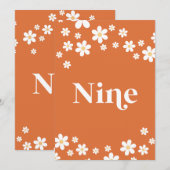 Retro madeliefje oranje bruiloft tafelnummer negen (Voorkant / Achterkant)