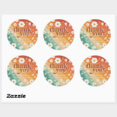 Retro Madeliefje Regenboog Verjaardag Bedankt Ronde Sticker (Vel)