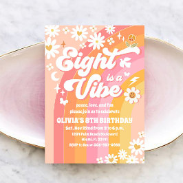 Retro Madeliefje Regenboog Verjaardagsuitnodiging Kaart