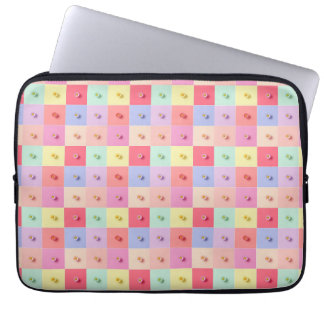 Retro madeliefje Rood Roze Aqua Blauw Bloemig Verj Laptop Sleeve